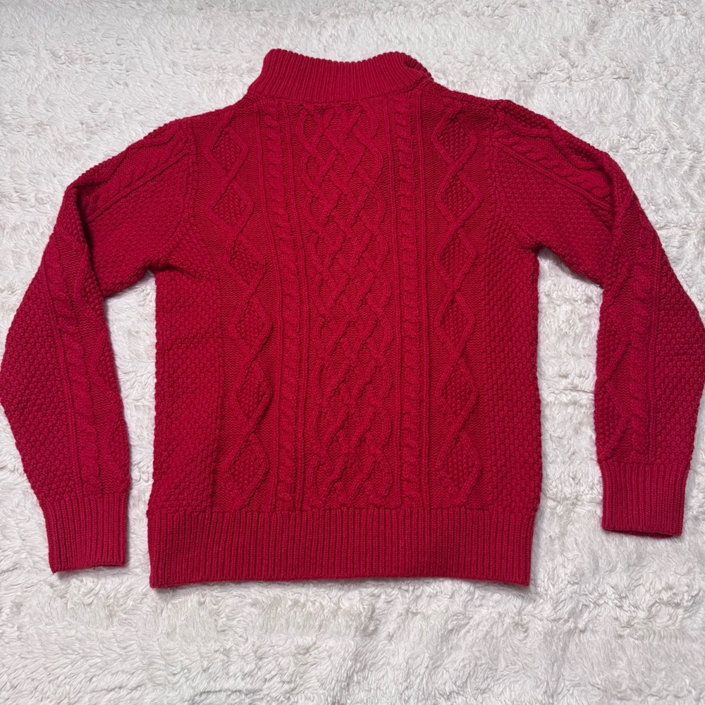 Gap Kids Red Cable Knit Sweater XL 14/16 Mock Neck Sherpa Lined Cozy Holiday - Picture 2 of 6